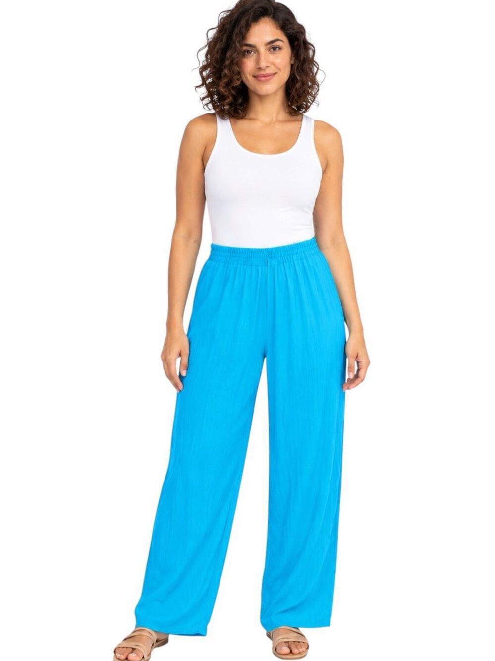 Tienda Ho Moroccan Cotton Rayon Blend Hand Woven Very Wide Leg Pants Medium
